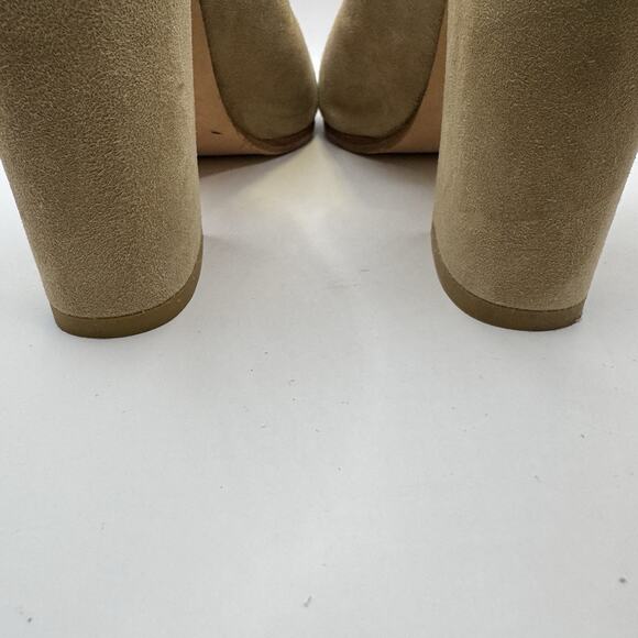 Stuart Weitzman Tan Suede Ankle Booties Chunky High Heels Womens Size 6.5 - Picture 5 of 12
